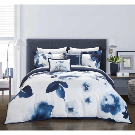 FIXTURESFIRST 5 Piece Butchart Gardens Comforter Set, Blue - Queen Size FI2542101